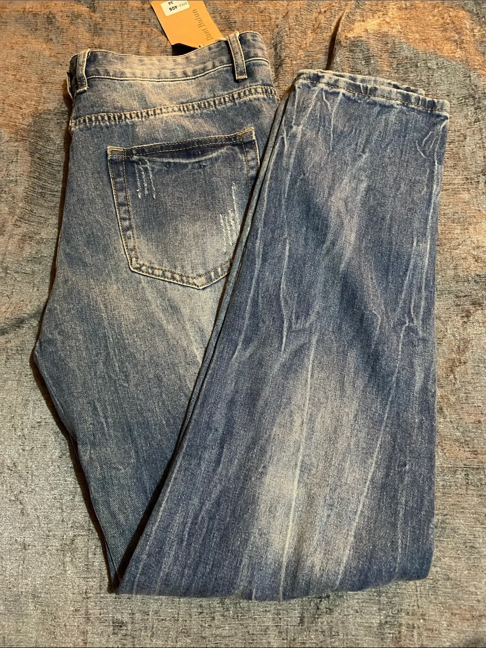 Slim Straight Men's Denim Jeans in Faded Blue